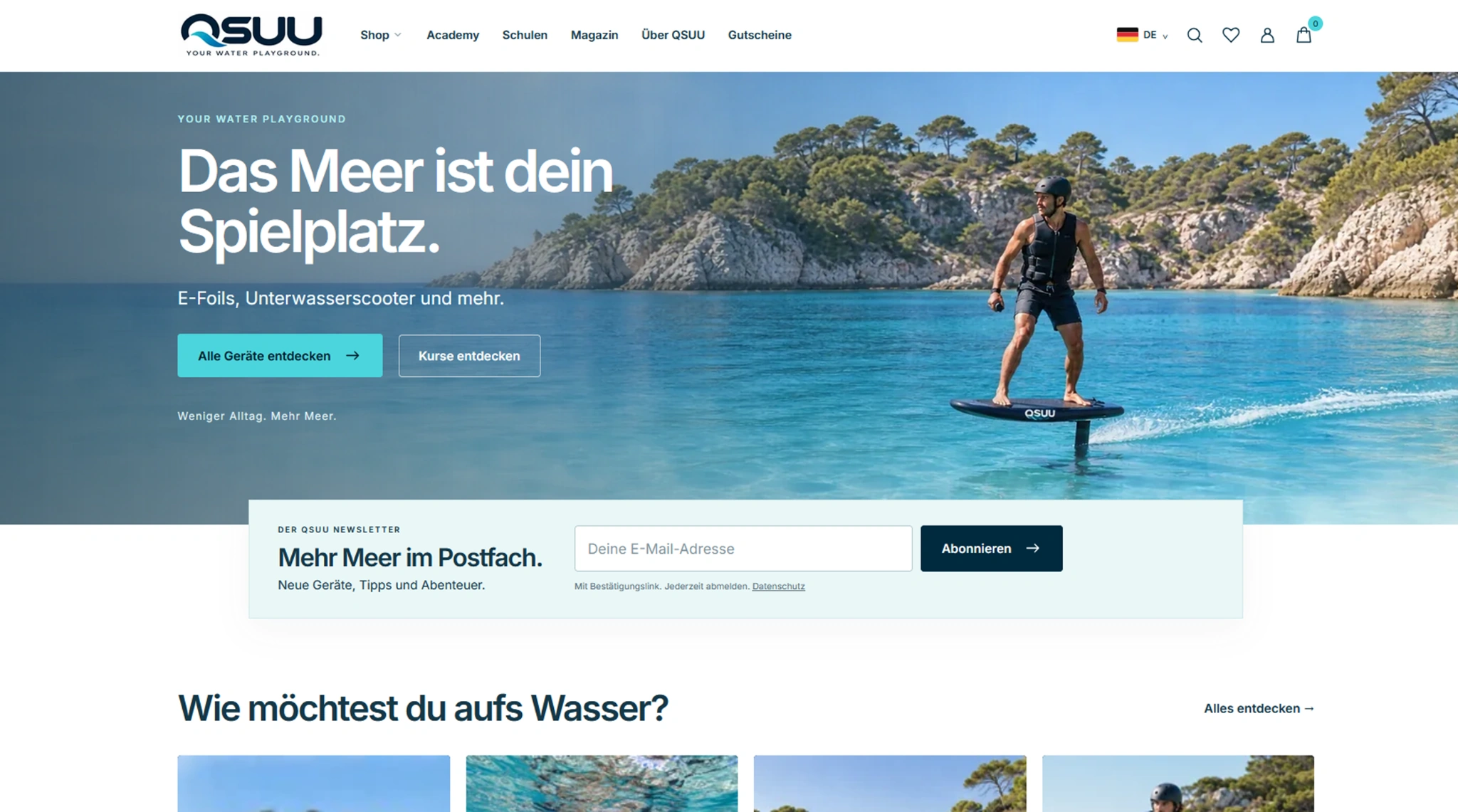 QSUU Vibemerce Demoshop Desktopansicht